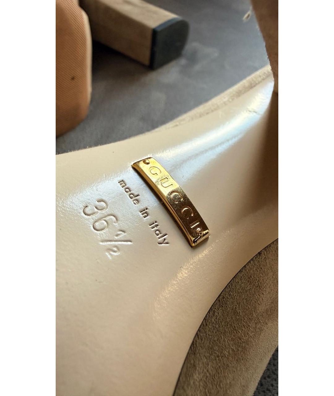 GUCCI Бежевые замшевые туфли, фото 6