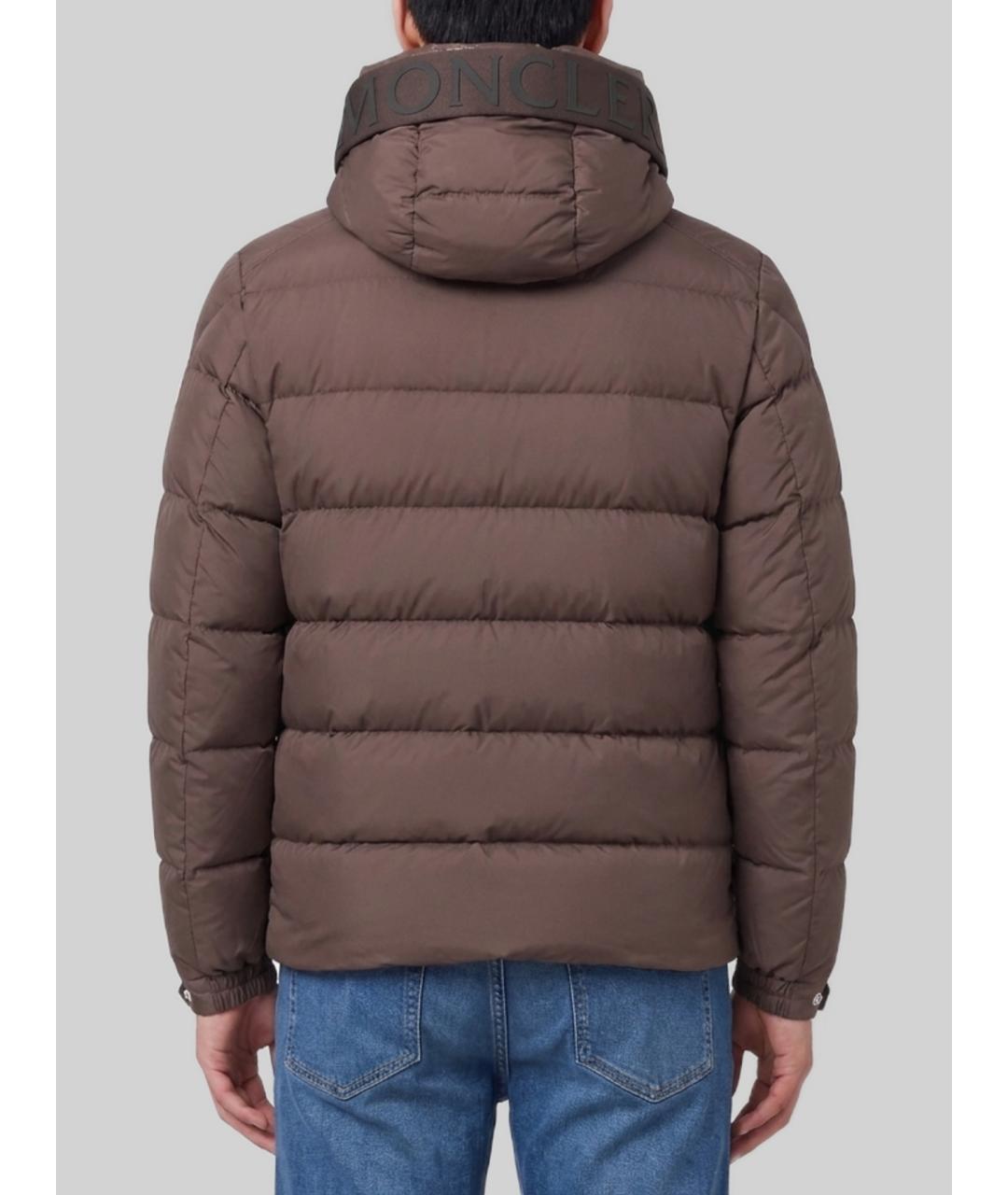 MONCLER Коричневый полиэстеровый пуховик, фото 3