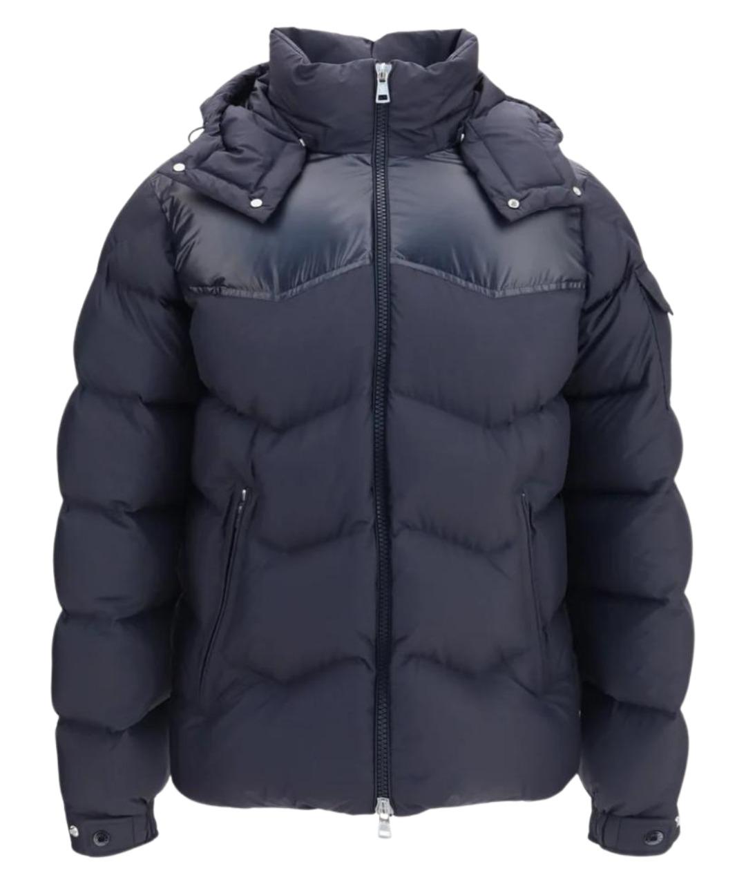 MONCLER Темно-синий полиэстеровый пуховик, фото 1