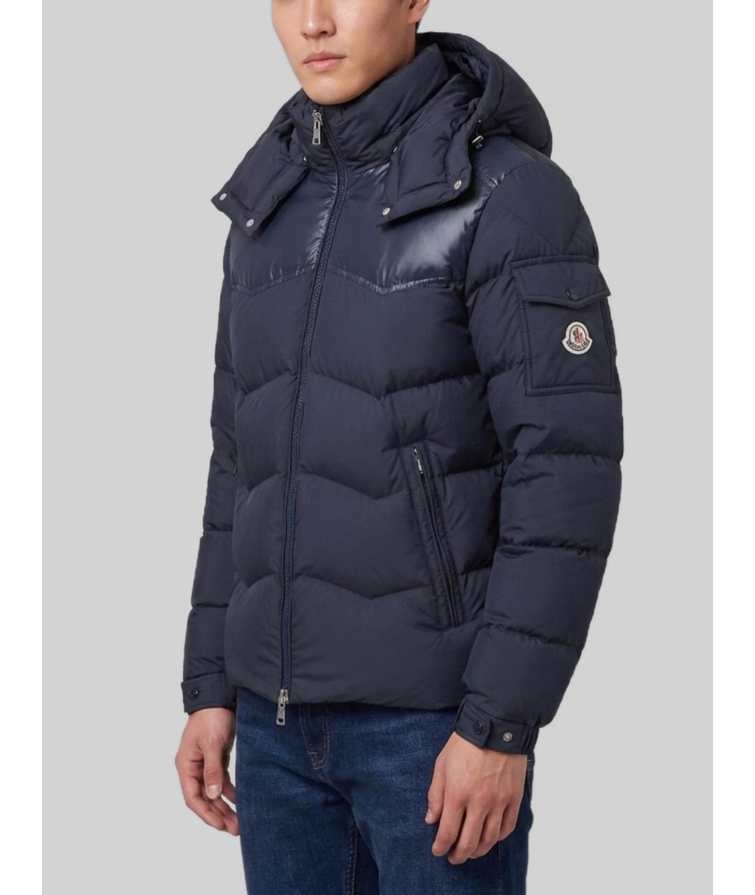 MONCLER Темно-синий полиэстеровый пуховик, фото 3