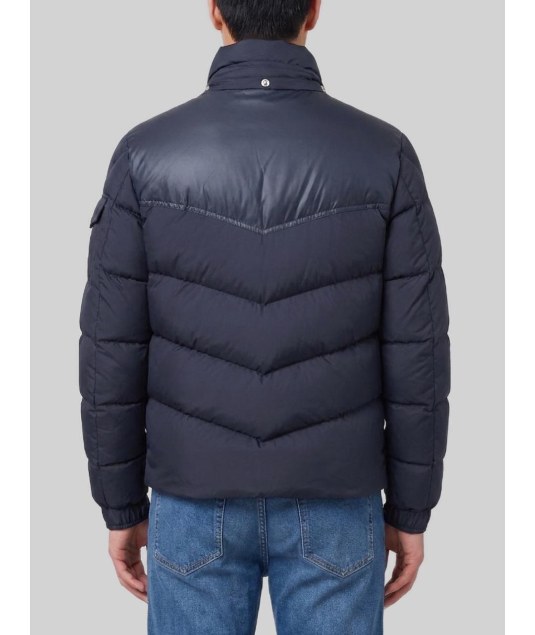 MONCLER Темно-синий полиэстеровый пуховик, фото 5