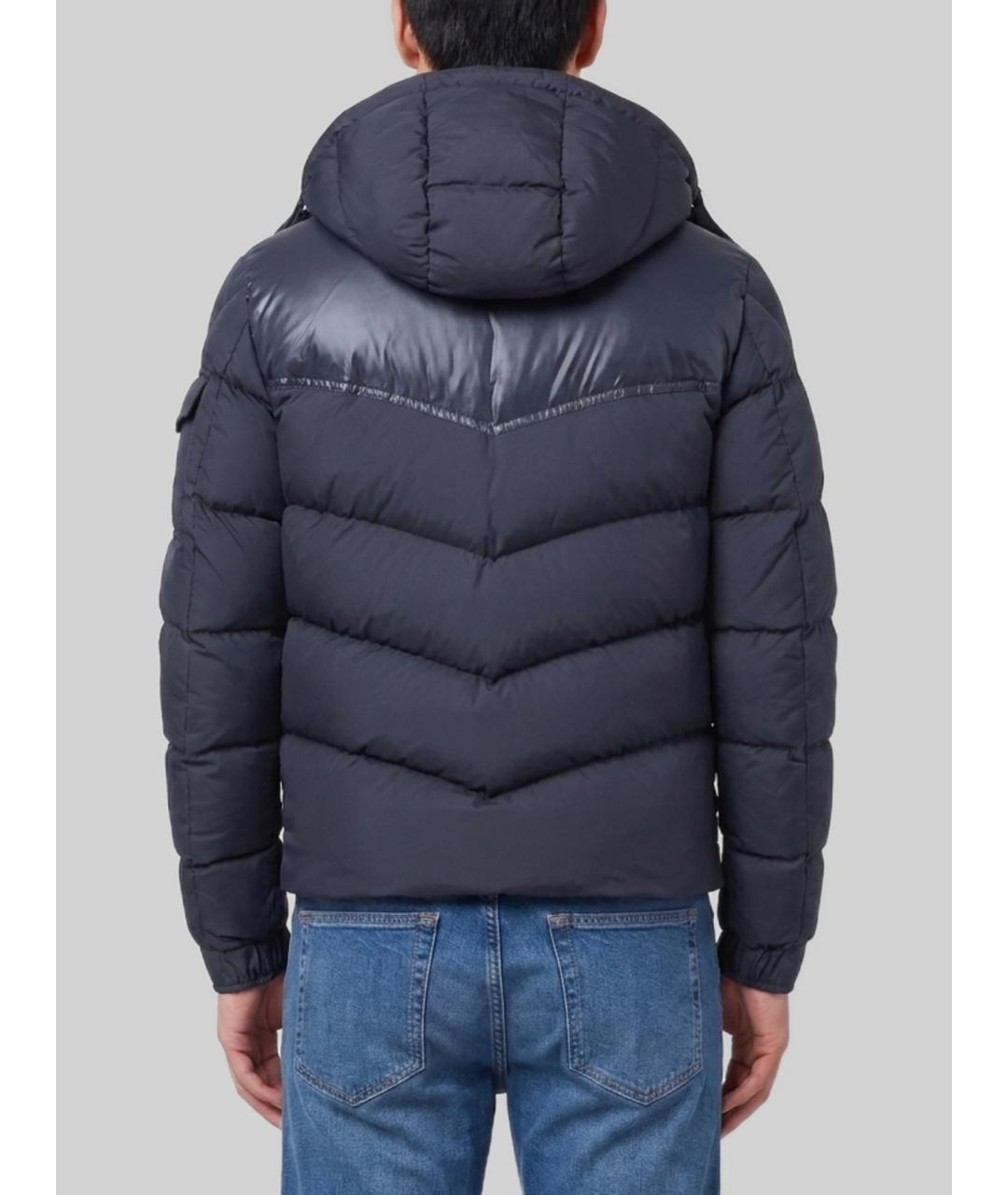 MONCLER Темно-синий полиэстеровый пуховик, фото 4