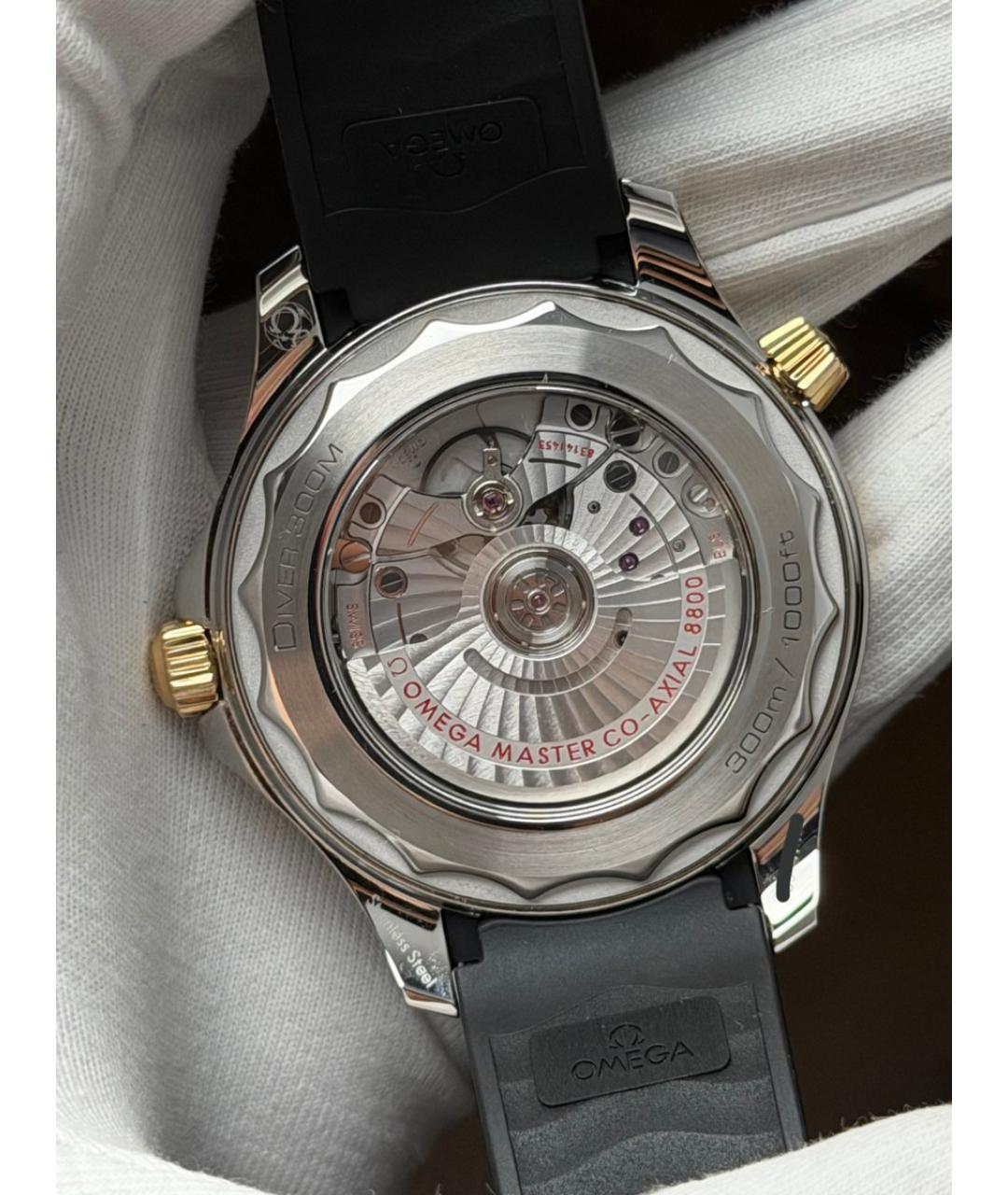 OMEGA Черные часы из желтого золота, фото 8