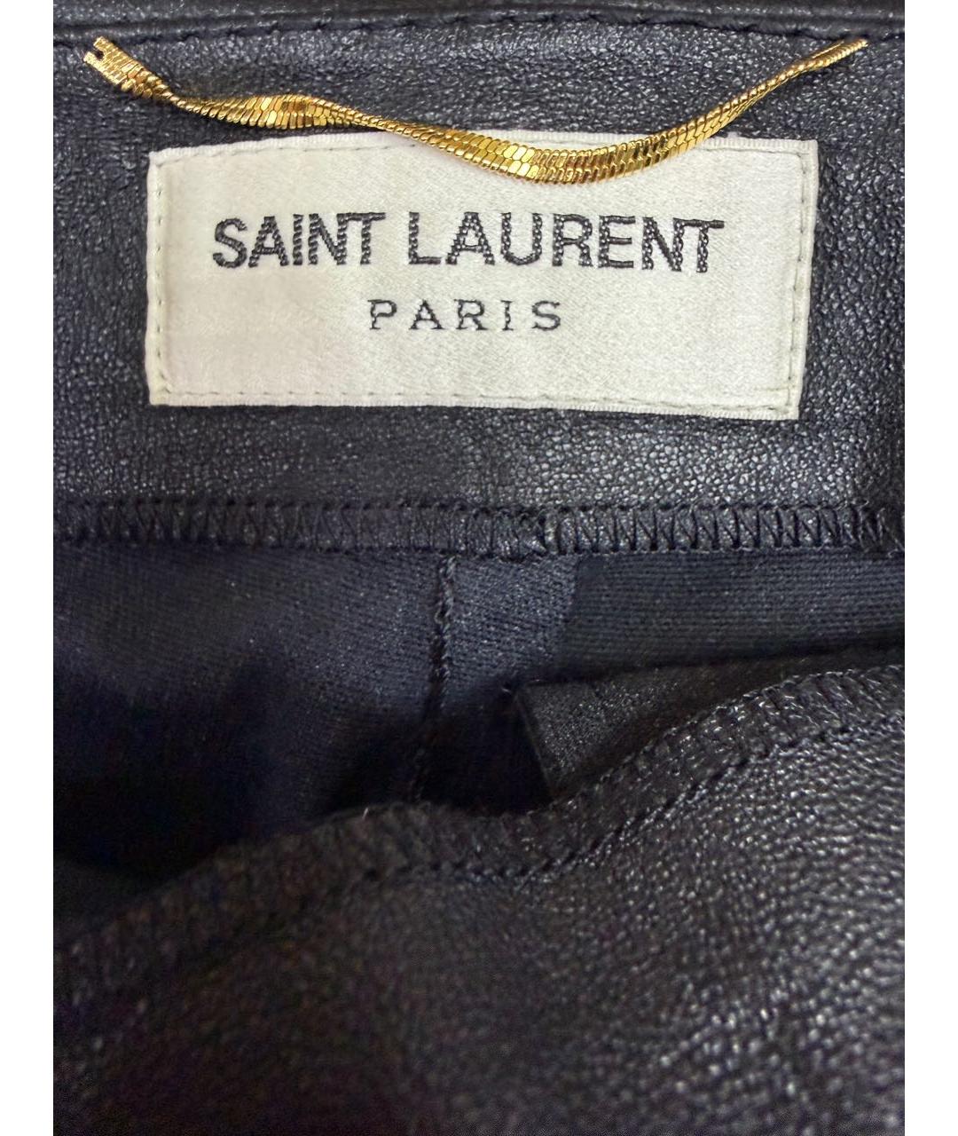 SAINT LAURENT Черные кожаные брюки узкие, фото 3