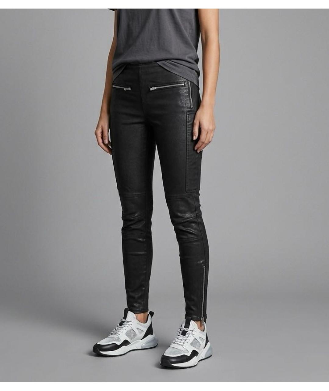 SAINT LAURENT Черные кожаные брюки узкие, фото 5