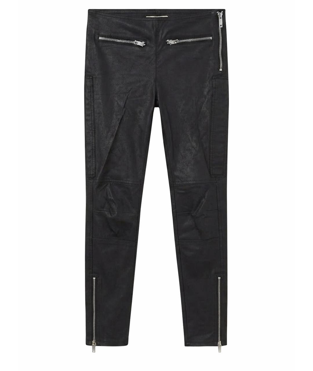 SAINT LAURENT Черные кожаные брюки узкие, фото 1