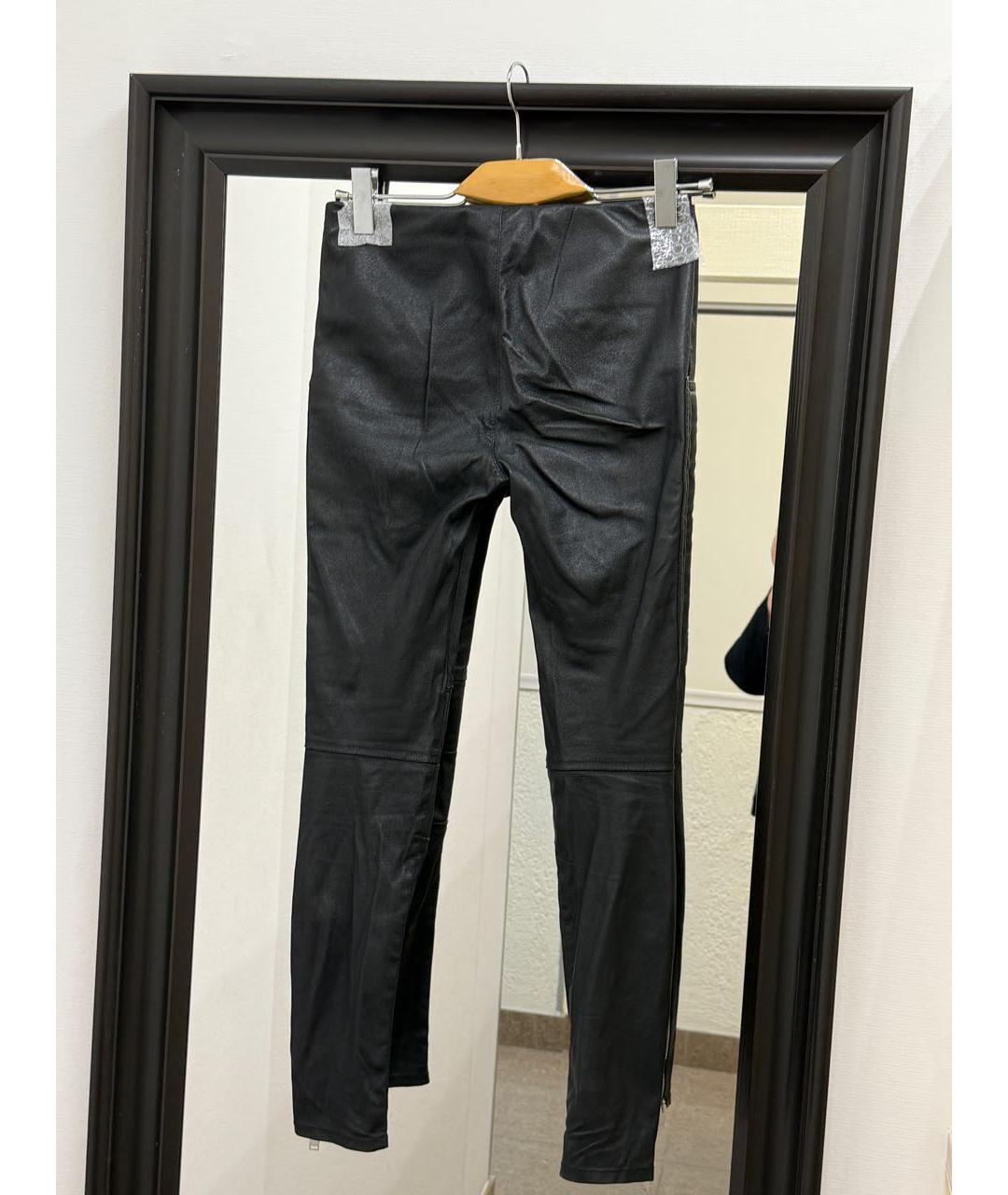 SAINT LAURENT Черные кожаные брюки узкие, фото 2