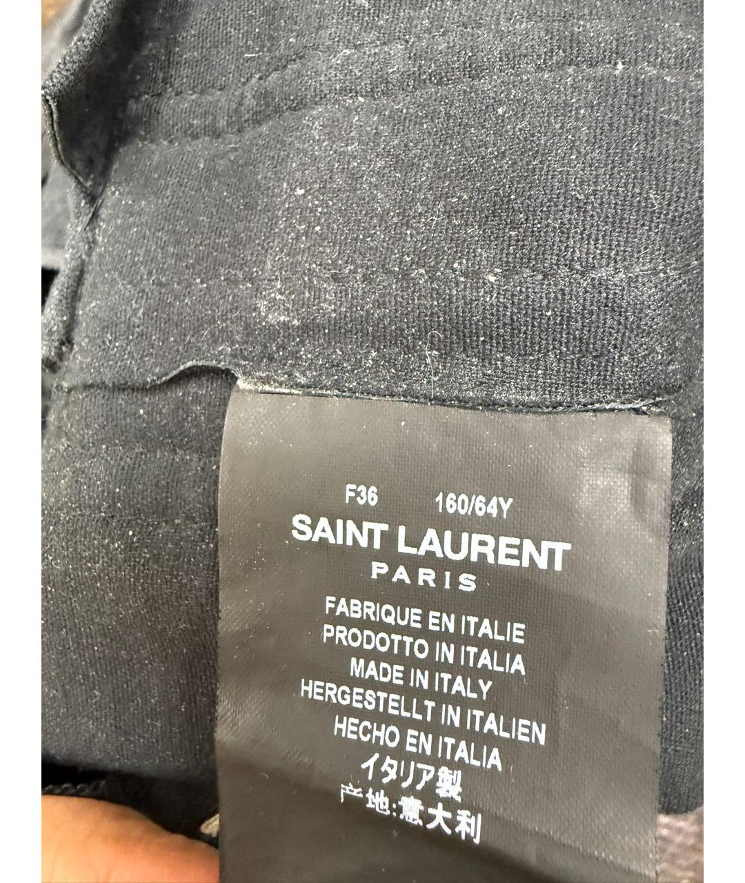 SAINT LAURENT Черные кожаные брюки узкие, фото 4