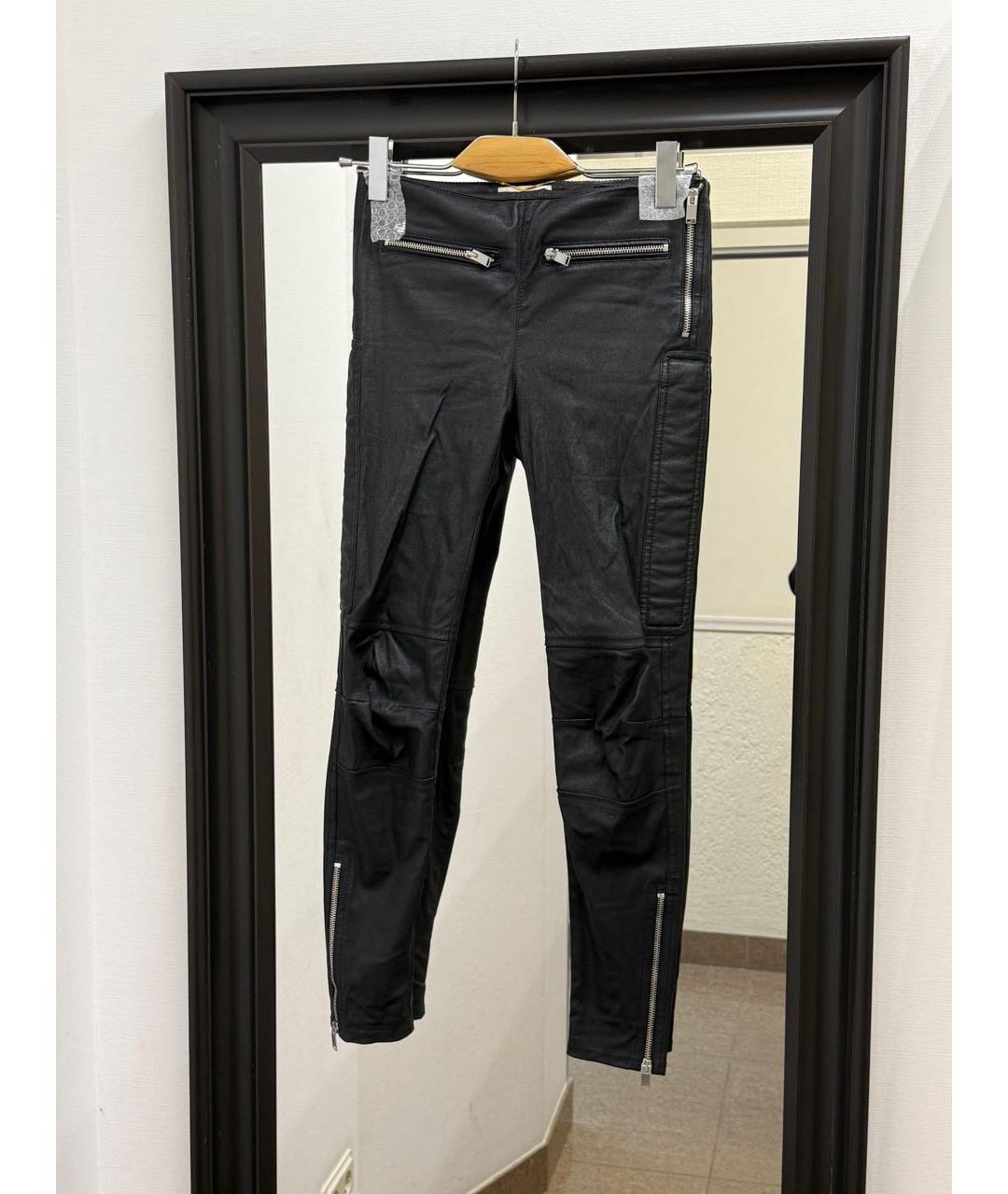 SAINT LAURENT Черные кожаные брюки узкие, фото 6