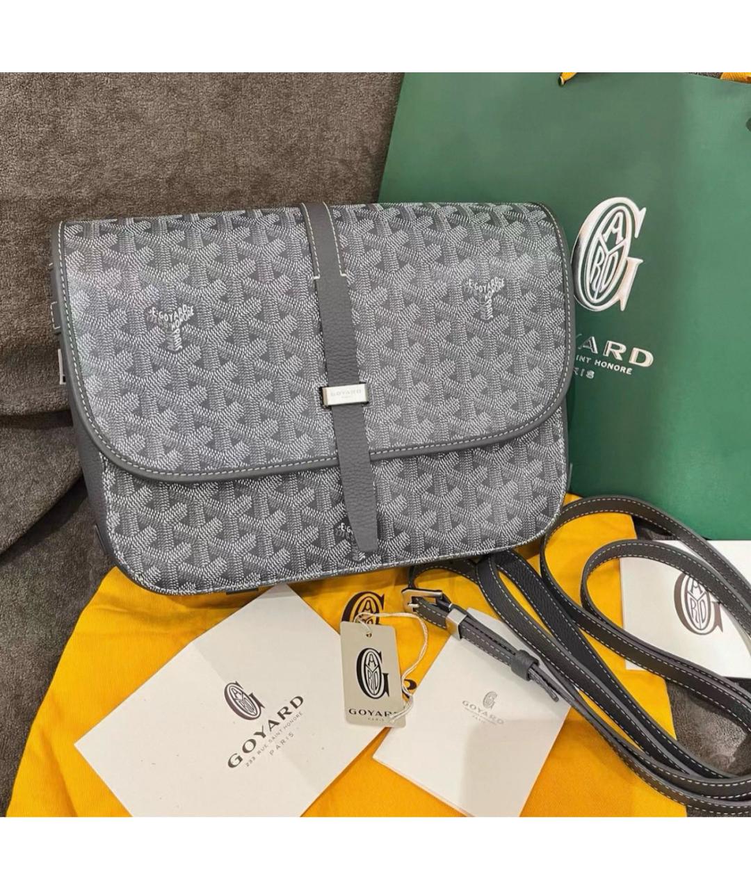 GOYARD Антрацитовая сумка на плечо из канвы, фото 2