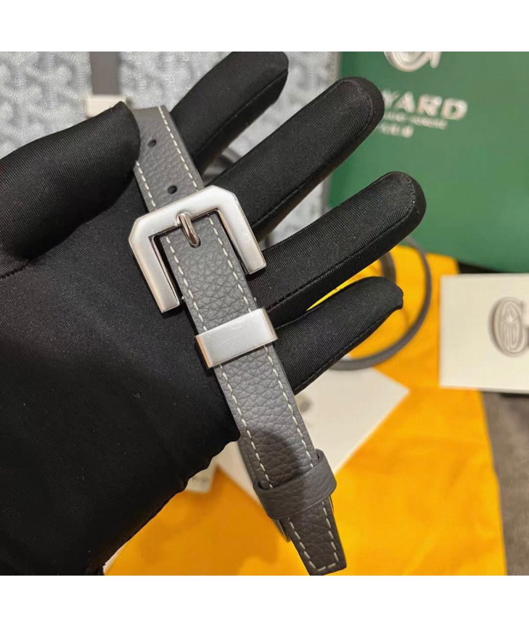 GOYARD Антрацитовая сумка на плечо из канвы, фото 4