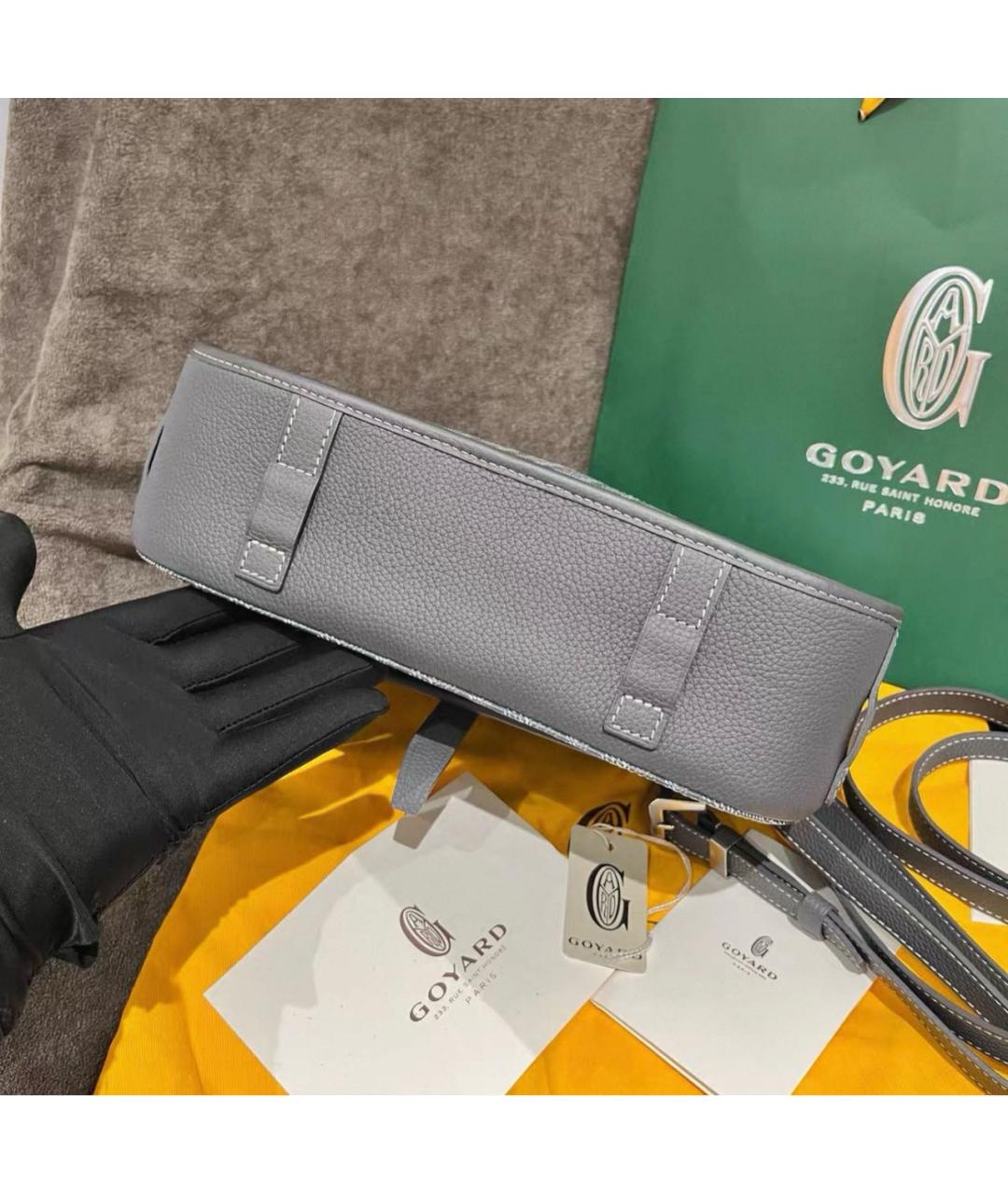 GOYARD Антрацитовая сумка на плечо из канвы, фото 5