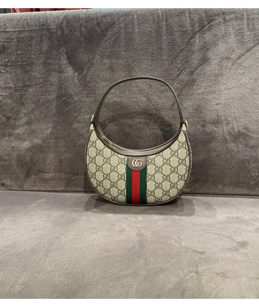 GUCCI Коричневая сумка с короткими ручками из канвы, фото 7