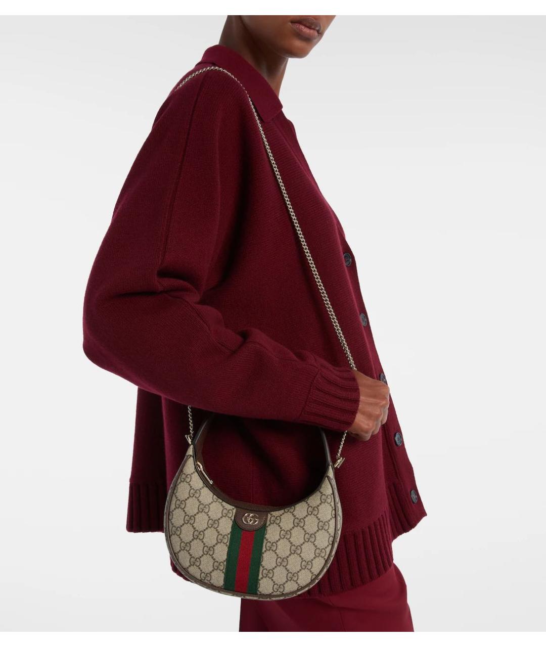 GUCCI Коричневая сумка с короткими ручками из канвы, фото 2