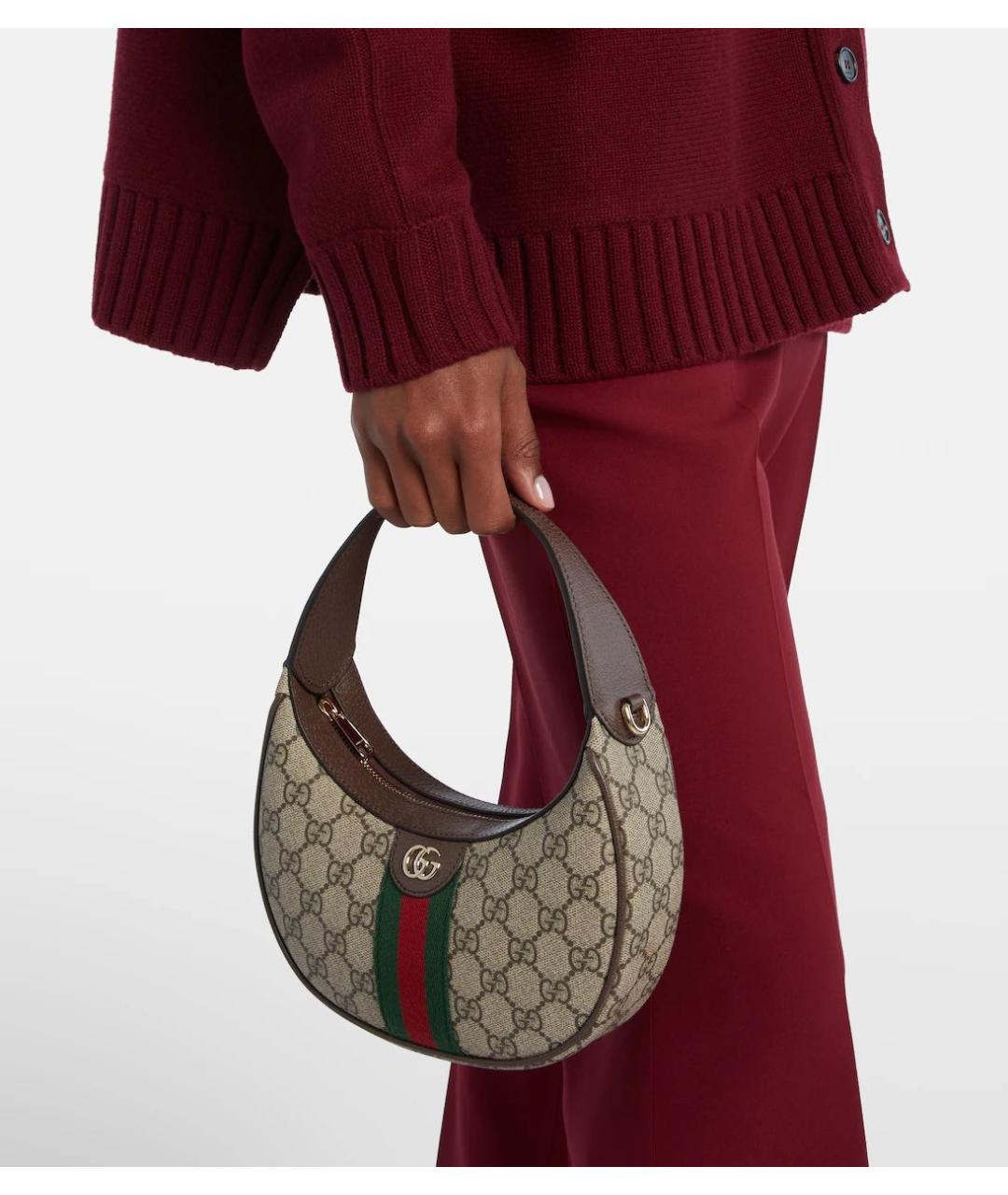 GUCCI Коричневая сумка с короткими ручками из канвы, фото 3