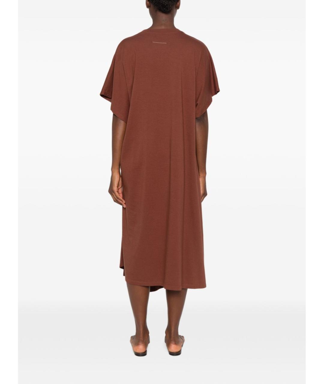 MM6 MAISON MARGIELA Бордовое хлопковое повседневное платье, фото 5