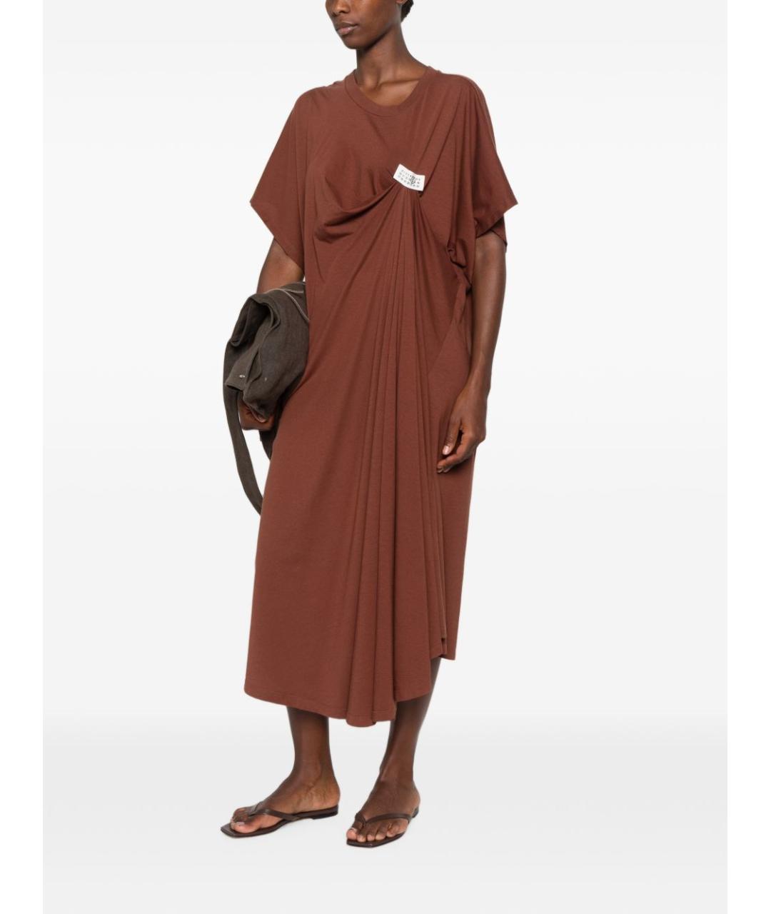 MM6 MAISON MARGIELA Бордовое хлопковое повседневное платье, фото 2