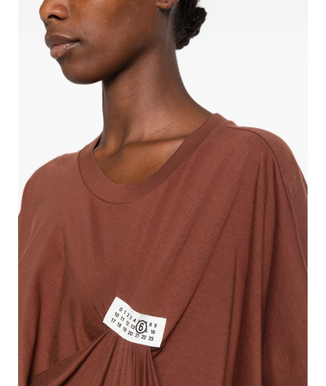 MM6 MAISON MARGIELA Бордовое хлопковое повседневное платье, фото 4
