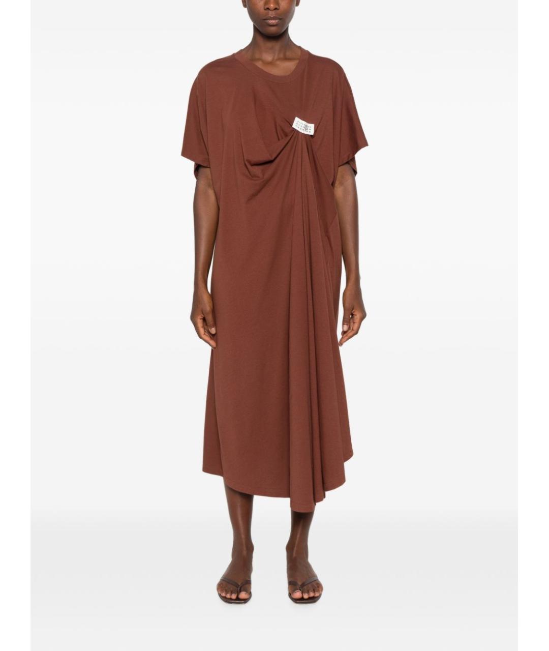 MM6 MAISON MARGIELA Бордовое хлопковое повседневное платье, фото 3