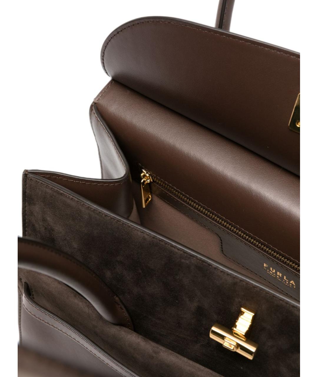 FURLA Коричневая кожаная сумка через плечо, фото 5