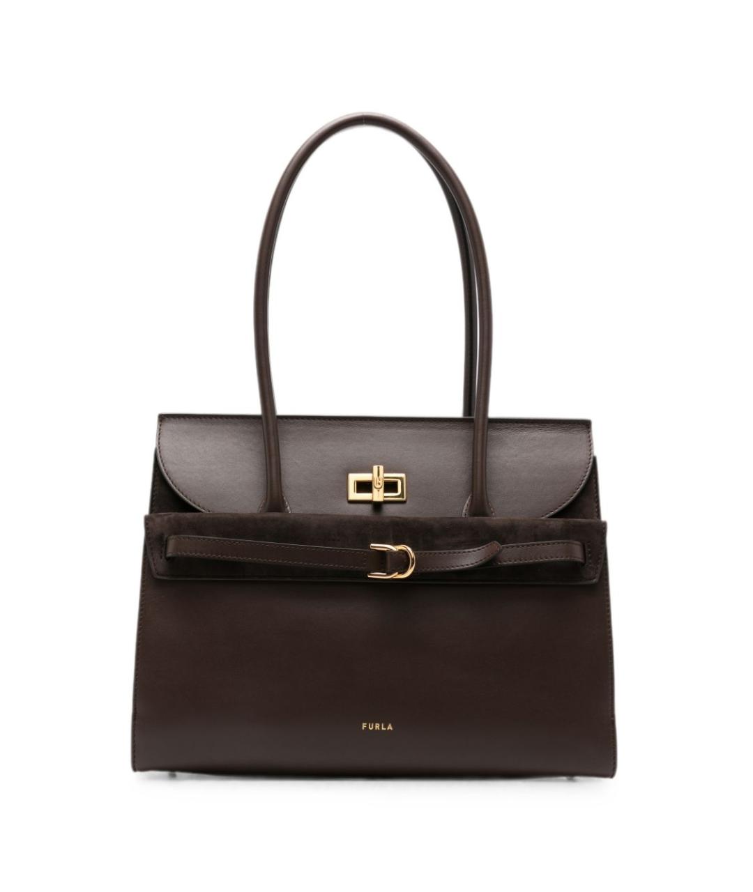 FURLA Коричневая кожаная сумка через плечо, фото 1
