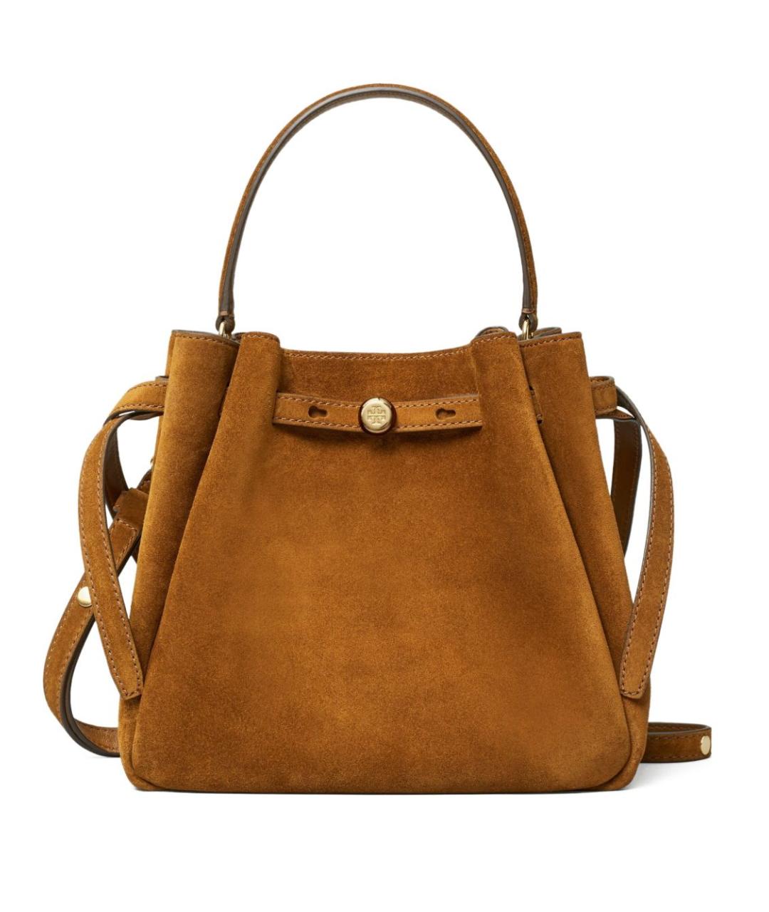TORY BURCH Коричневая замшевая сумка с короткими ручками, фото 1