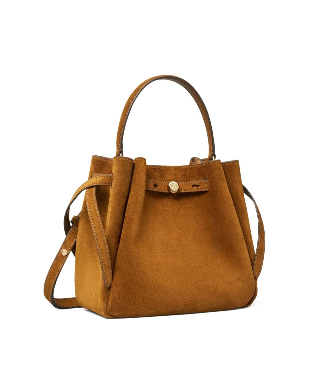 TORY BURCH Коричневая замшевая сумка с короткими ручками, фото 5