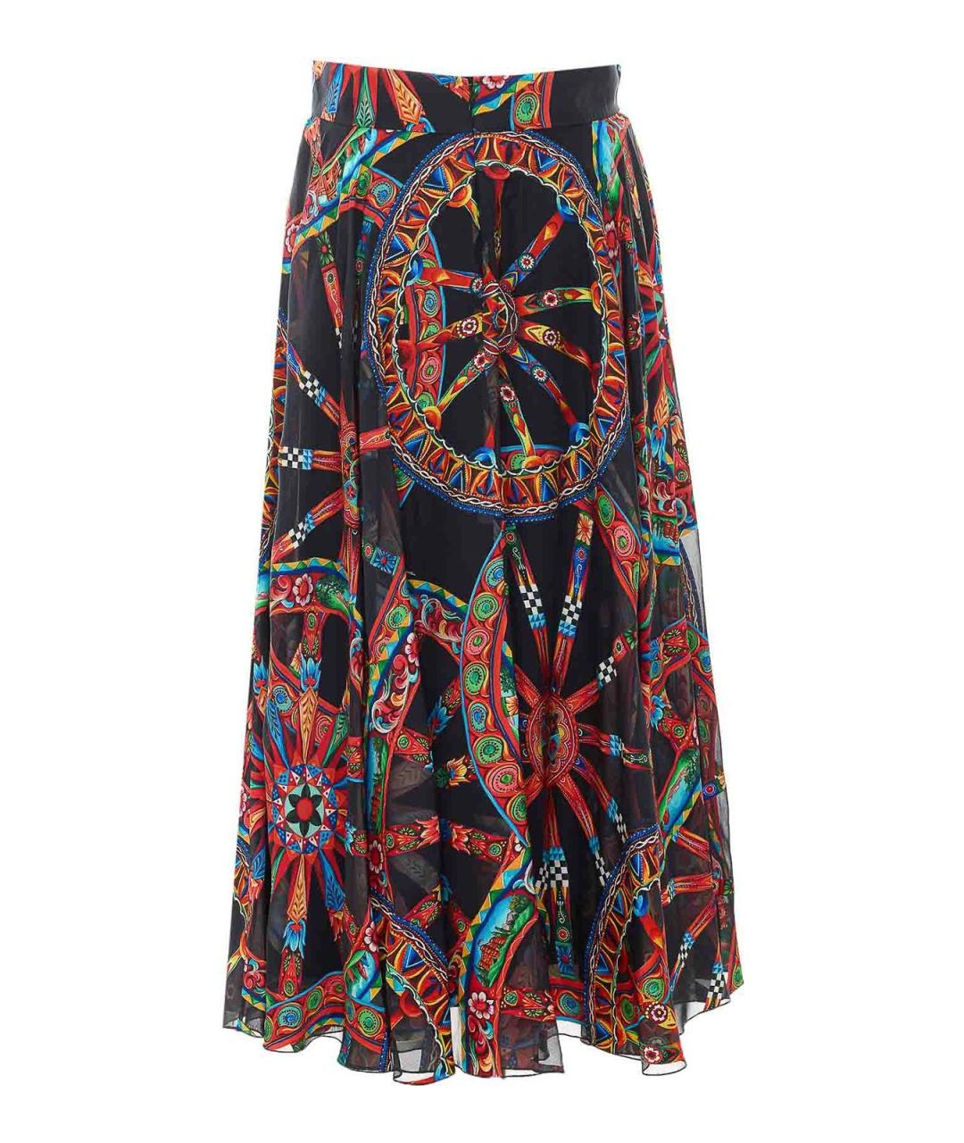 DOLCE&GABBANA Мульти шелковая юбка миди, фото 2