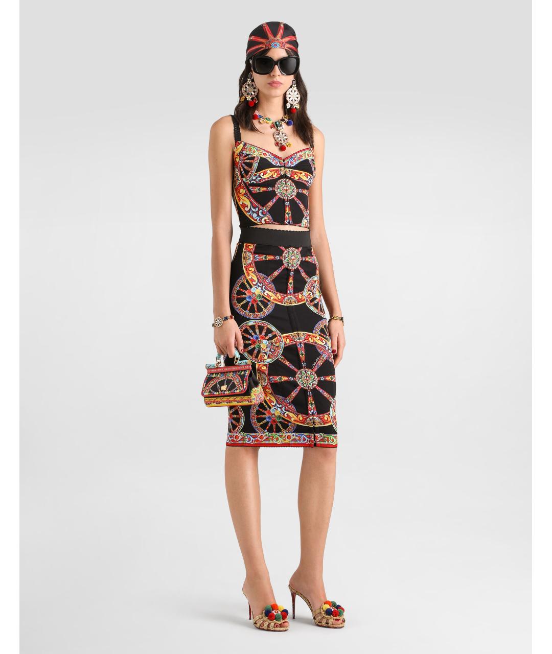 DOLCE&GABBANA Мульти полиамидовая юбка миди, фото 5