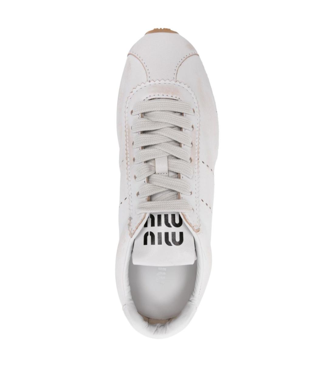 MIU MIU Белые кожаные кроссовки, фото 2