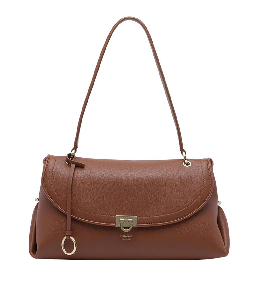 FERRAGAMO Коричневая кожаная сумка через плечо, фото 1