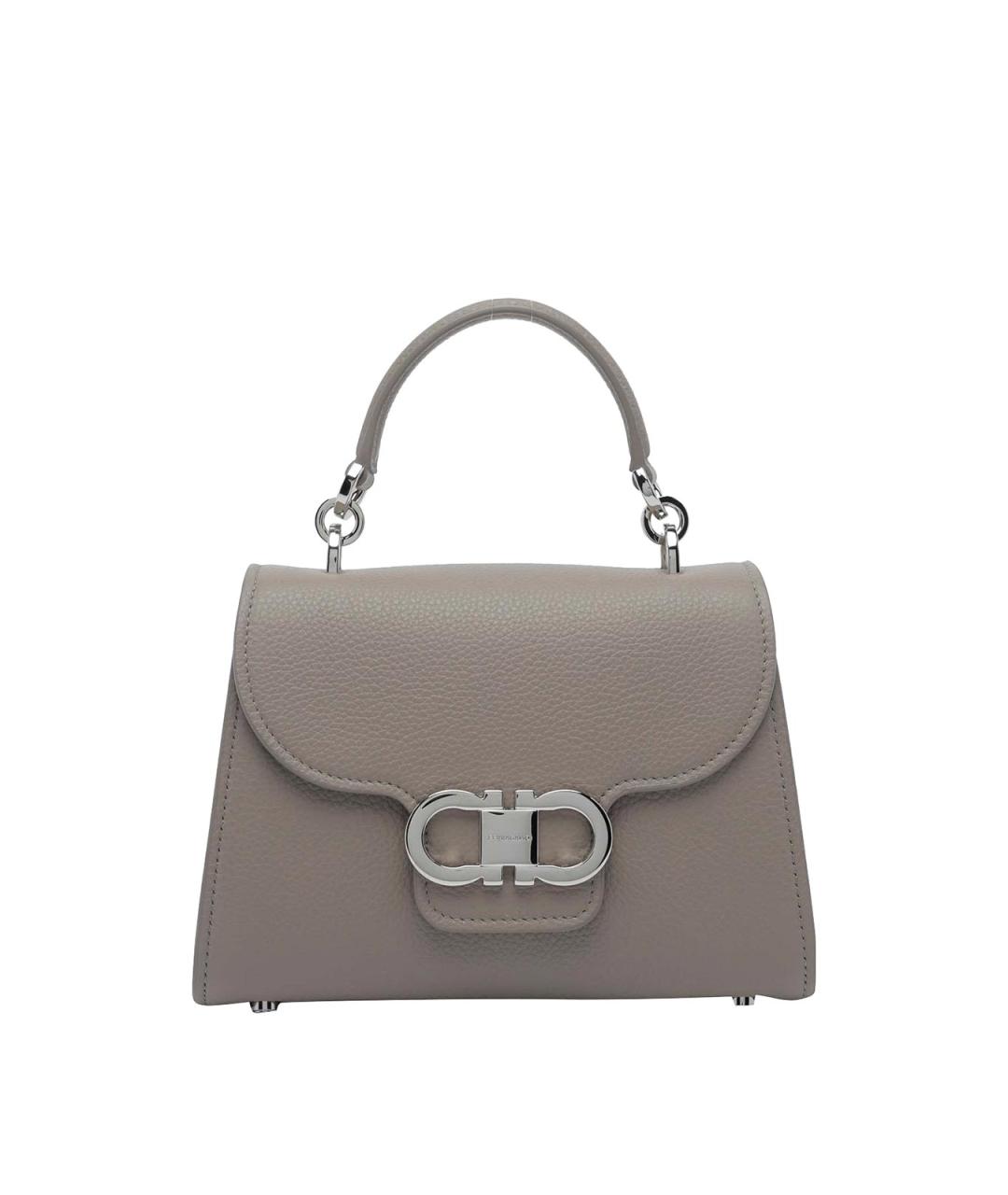 FERRAGAMO Серая кожаная сумка тоут, фото 1