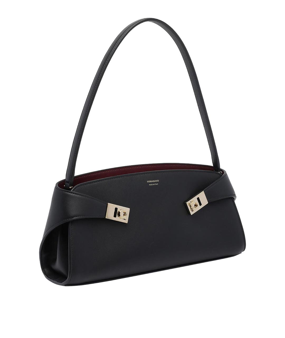 FERRAGAMO Черная кожаная сумка через плечо, фото 2