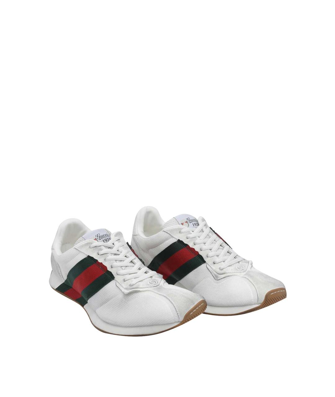 GUCCI Белые текстильные низкие кроссовки / кеды, фото 2