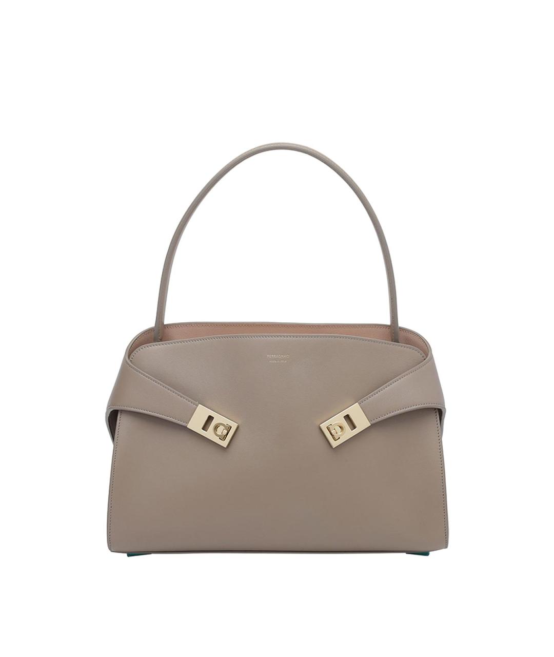 FERRAGAMO Бежевая кожаная сумка тоут, фото 1