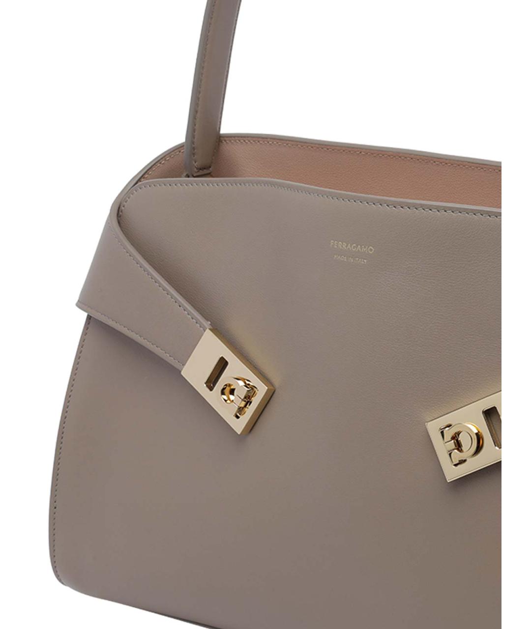 FERRAGAMO Бежевая кожаная сумка тоут, фото 4