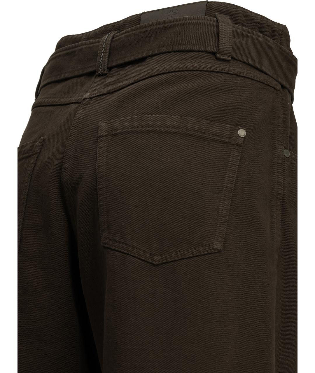 BRUNELLO CUCINELLI Коричневые хлопковые прямые брюки, фото 4