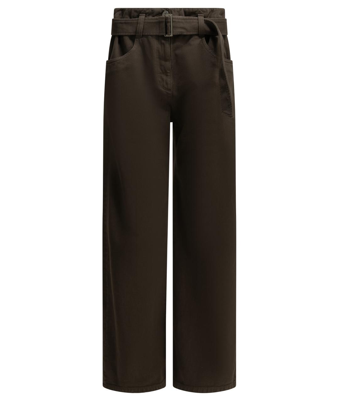 BRUNELLO CUCINELLI Коричневые хлопковые прямые брюки, фото 1