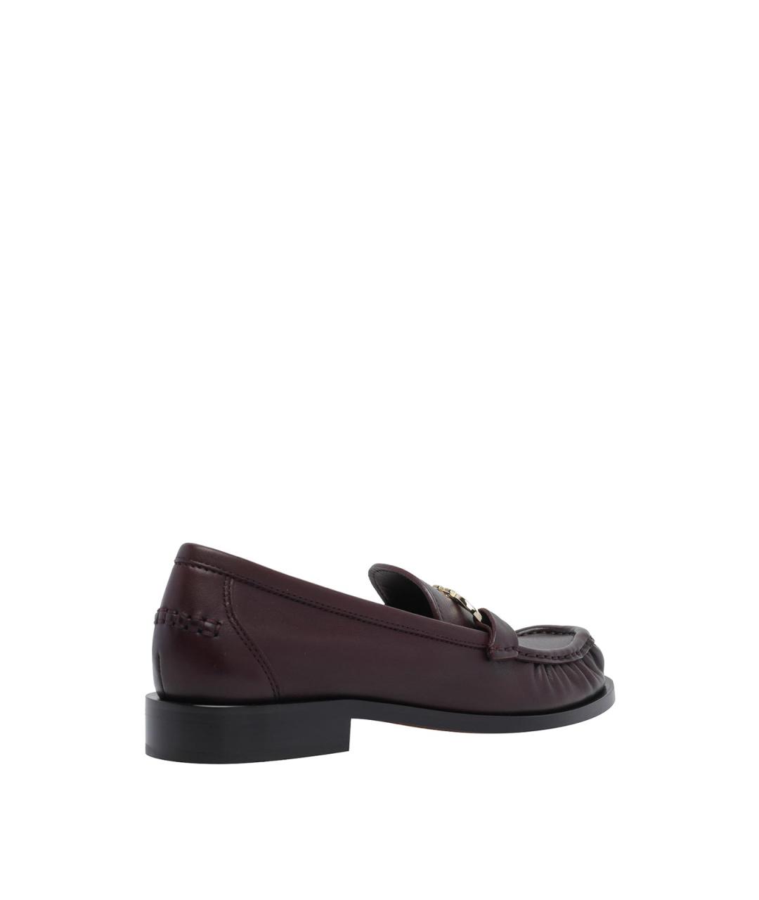 FERRAGAMO Бордовые кожаные лоферы, фото 3