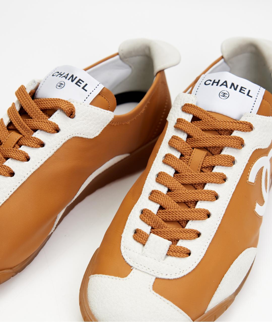 CHANEL Горчичные кожаные кеды, фото 5
