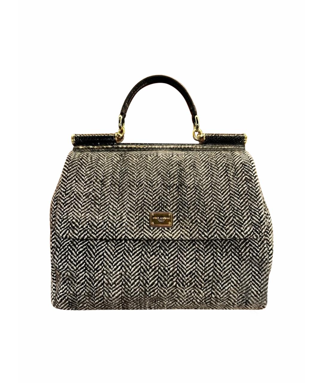 DOLCE&GABBANA Серая шерстяная сумка с короткими ручками, фото 1