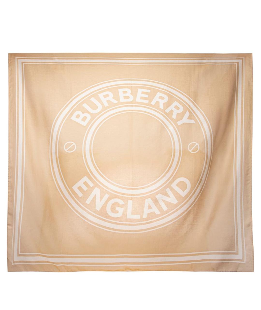 BURBERRY Бежевый хлопковый шарф, фото 9