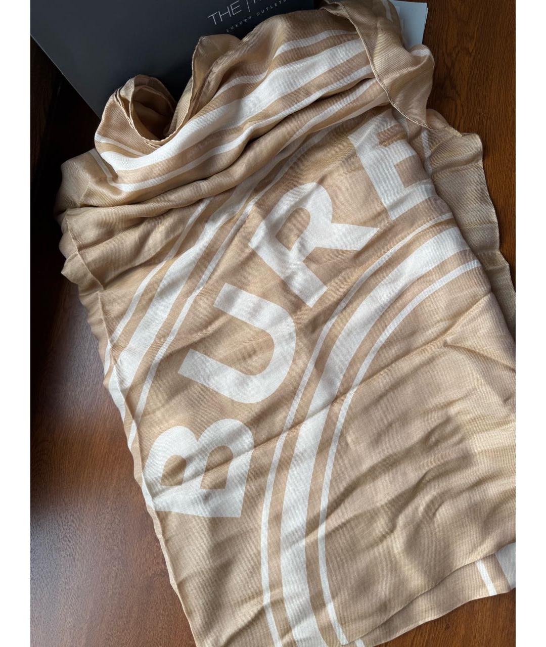 BURBERRY Бежевый хлопковый шарф, фото 2