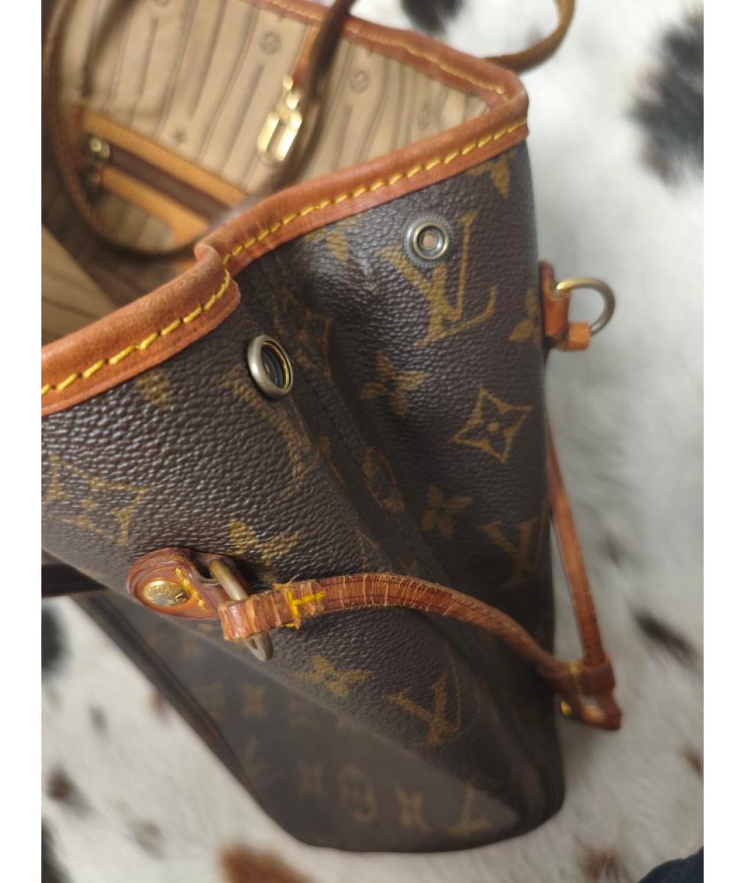 LOUIS VUITTON Коричневая сумка тоут из канвы, фото 6