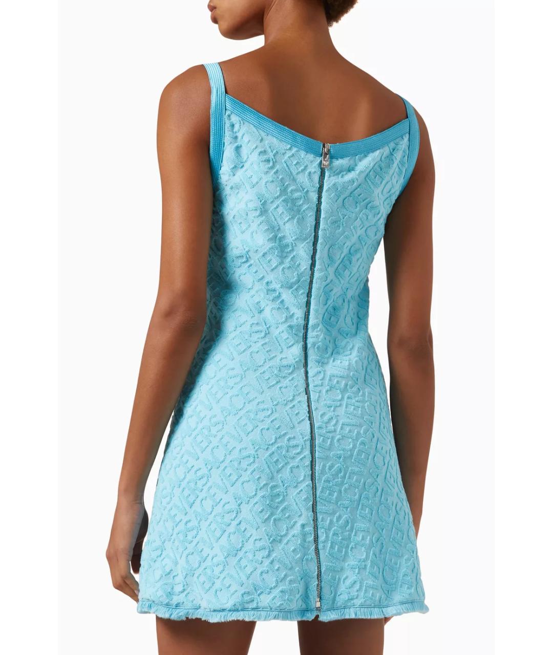 VERSACE Голубое хлопковое коктейльное платье, фото 5