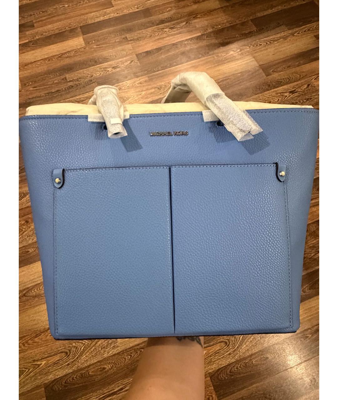 MICHAEL KORS Голубая кожаная сумка тоут, фото 2
