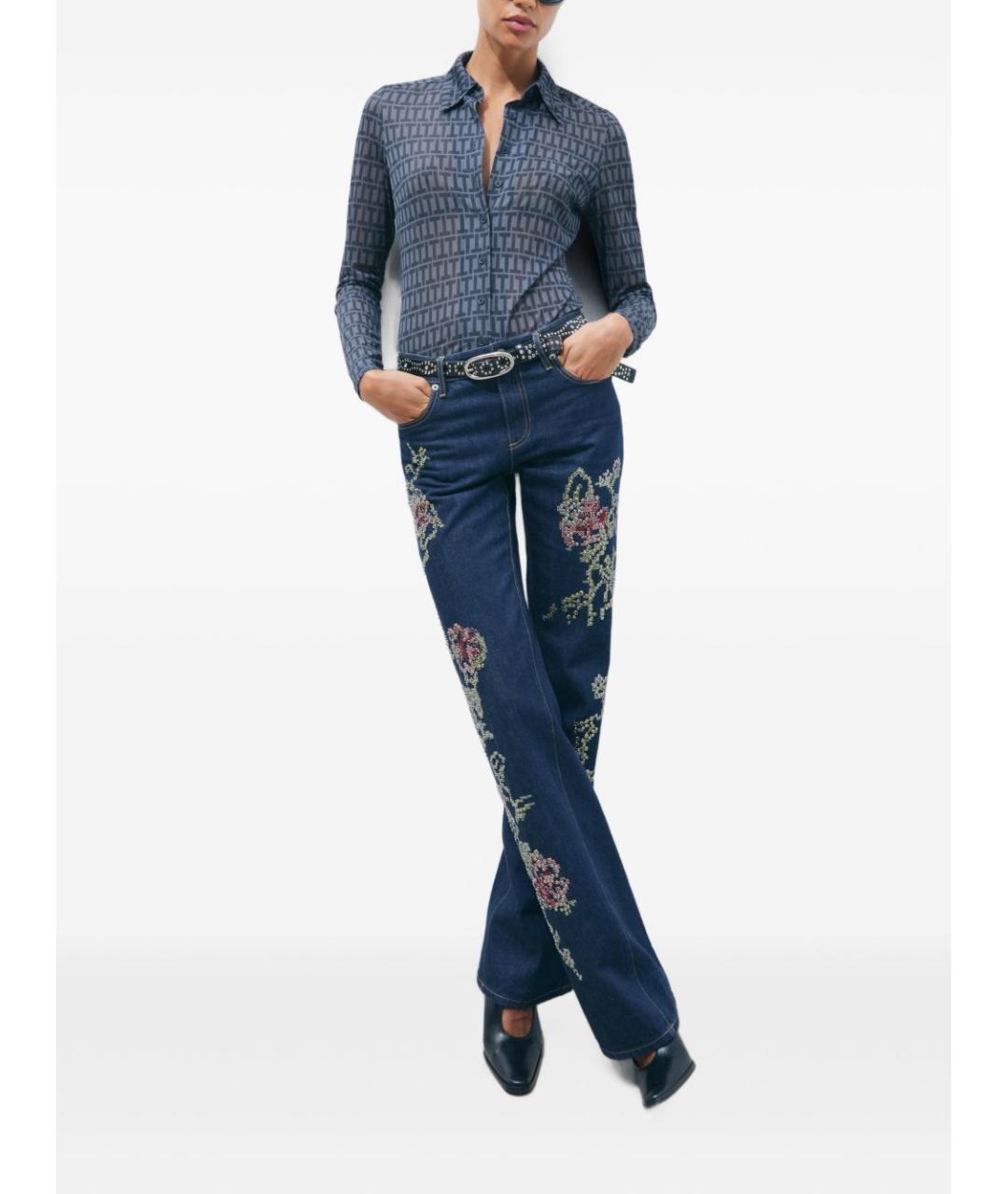 TORY BURCH Синие хлопковые прямые джинсы, фото 3