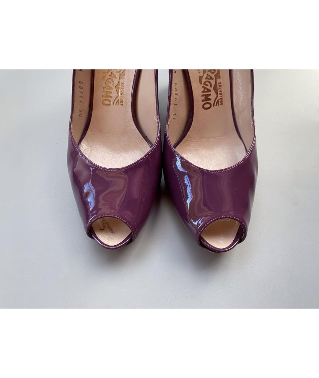FERRAGAMO Фиолетовые туфли из лакированной кожи, фото 5
