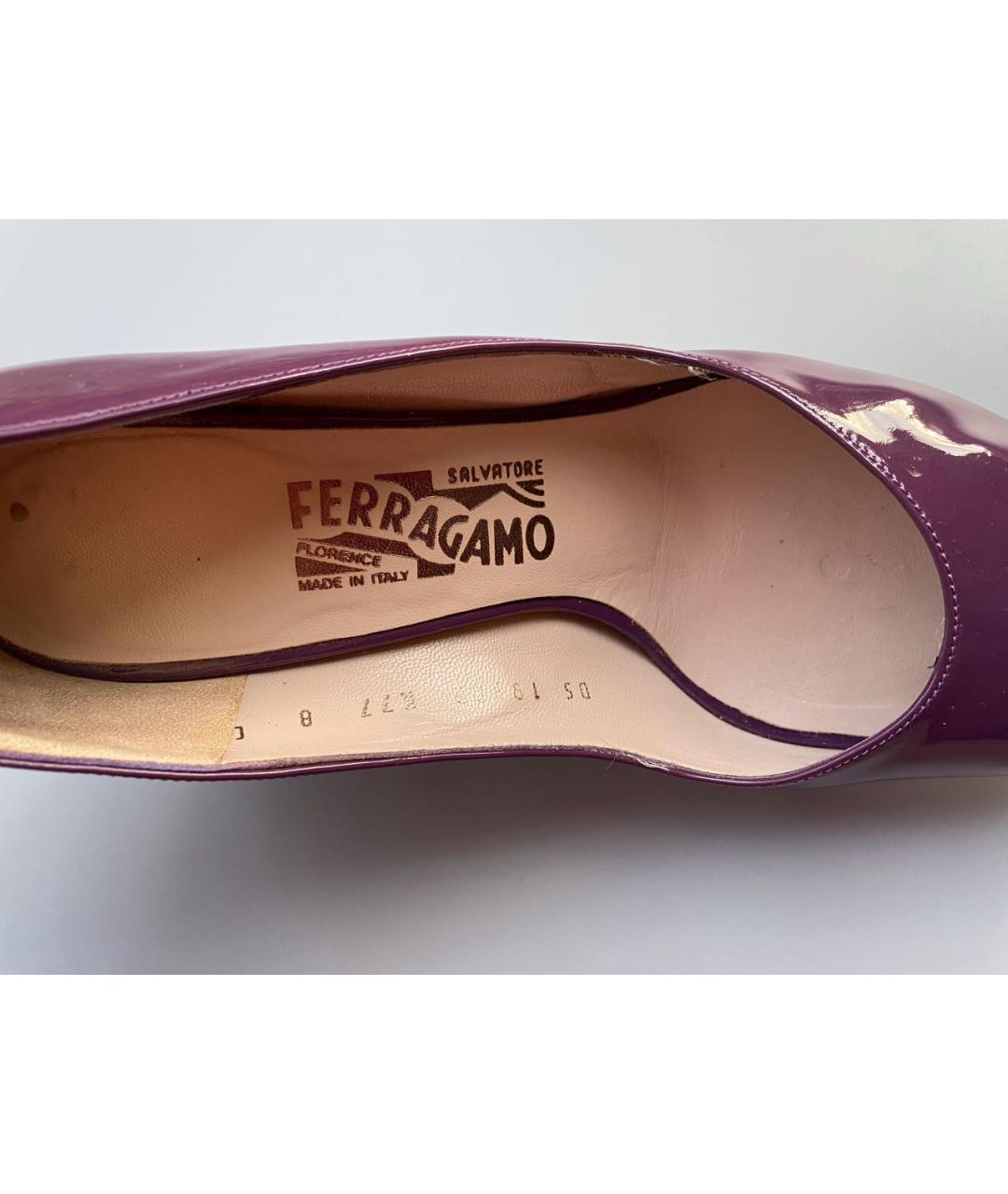 FERRAGAMO Фиолетовые туфли из лакированной кожи, фото 3