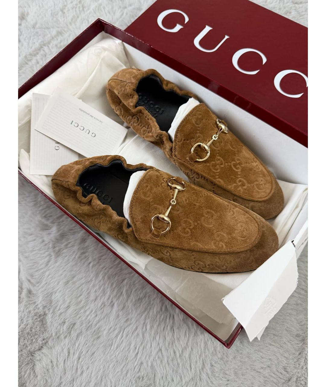 GUCCI Коричневые замшевые лоферы, фото 4